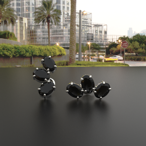 Avarta Elegant Fine Jewelry 925 Sterling Silver Black American Lab Grown Diamond Solitaire Stud Trendy White Gold Weddings - Product Image 1