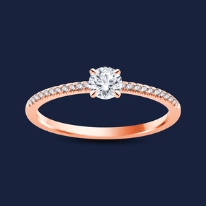 แหวนเพชรเม็ดเล็กทรงกลมประดับเพชรกลมเพาะเลี้ยง 0.30 กะรัต H+-SI ในทองคำแท้ 14K ของขวัญวันครบรอบแต่งงาน - Product Image 2