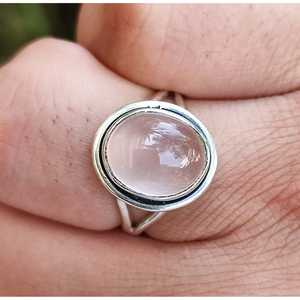 Rose Quartz Silver Ring Pink Gemstone Crystal Jewelry Gift for Her to Show <b>Your</b> Pink <b>Love</b> - Product Image 5