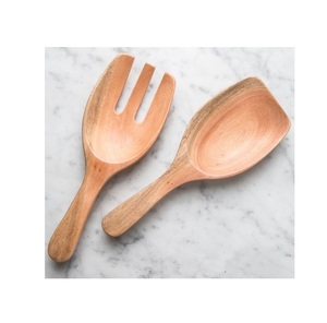 Cuillère en bois d'acacia Fourchette Outils à salade 2 pièces Cuillère et fourchette à salade pour les cadeaux de mariage Articles en bois Fourchette à dessert la plus populaire - Product Image 4