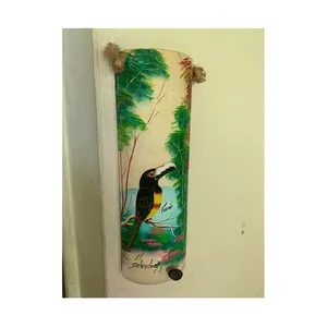 Schnellverkauf Kunst-Toucan Paar handgefertigte farbige Kiefernholzteller hängend Ornament Holzhandwerk Heimdekoration