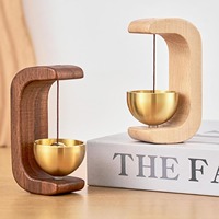 Elegante Timbre Magnético de Madera de Haya y Latón para Tiendas, Campana Decorativa Acústica y Serena para Hogar, Oficina y Comercios