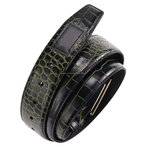 Ceintures personnalisées les plus vendues, ceinture en cuir de veau gaufré crocodile haut de gamme avec boucle à ardillon en laiton doré mat - Product Image 2