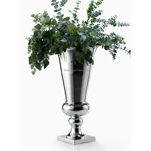 Vase trompette fini or brillant pour table de cérémonie de mariage vase décoratif en laiton Arrangements de fleurs artificielles - Product Image 5