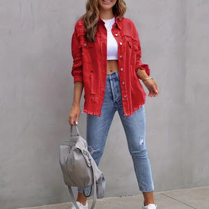 Pantheraint 2025 veste en jean de haute qualité pour femmes OEM Offre Spéciale veste en jean de couleur imprimé Technics coupe ample Style décontracté - Product Image 3