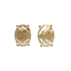 Juego de pendientes de piedras preciosas de hidra transparentes con gota chapada en oro para mujer y Niña de Jaipur Gems - Product Image 1