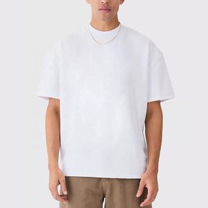 Nuevo lujo de los hombres Boxy de gran tamaño 100% algodón de peso pesado camisetas Drop Shoulder gráfico sólido Streetwear estilo camiseta en blanco - Product Image 1