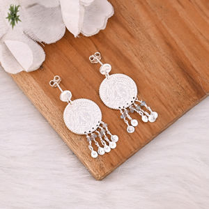 Pendientes Personalizados de Plata de Ley 925, Chapados en Plata, con Dijes Lisos, Joyería para Mujer, para Regalo - Product Image 3