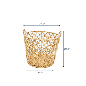 Panier rond en jacinthe d'eau tissé à la main Artex Dong Thap, tissage ouvert - Product Image 2