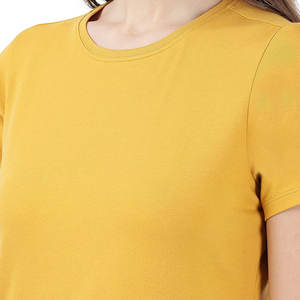 T-shirts à manches courtes en coton biologique pour femmes logo personnalisé vierge d'été uni coupe ample col rond - Product Image 5