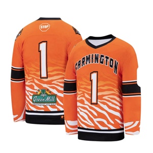 Maillots de hockey sur glace personnalisés en twill, sublimés, respirants, à séchage rapide, évacuant l'humidité, en spandex/polyester - Product Image 3