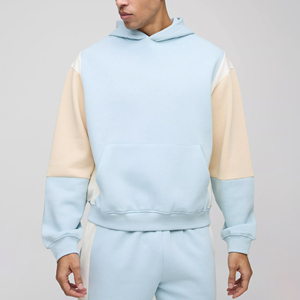 Sweat à capuche pour hommes à épaules tombantes sans ficelle personnalisé surdimensionné lavé Vintage French Terry 400GSM recadrée Boxy Fit - Product Image 1