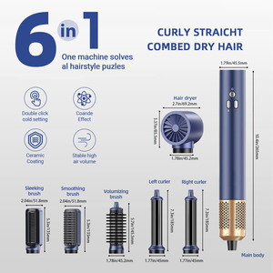 Jaysunny 6 trong 1 đa chức năng tạo kiểu tóc ion Máy Sấy Tóc không khí tóc đa Styler với tự động uốn Cây Đũa phép nóng bàn chải không khí Túi - Product Image 3