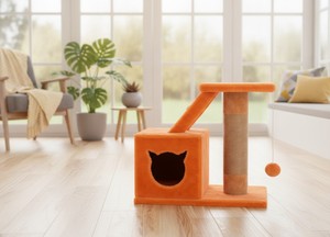 เสาข่วนเล็บคุณภาพสูง Amistar Ginger House สำหรับแมวทุกสายพันธุ์และทุกขนาด - Product Image 6