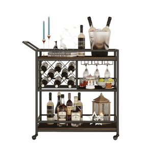 Chariot de bar rectangulaire en métal de conception antique chariot moderne à trois étagères avec chariot à boissons tendance décoratif de la plus haute qualité - Product Image 3