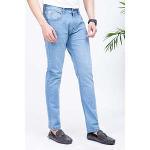 Unze London Men's Denim <b>Jeans</b> Vintage Straight Style High Mid Waist <b>Embroidered</b> Stonewashed Colorful Vintage Knitted for Winter - Product Image 1