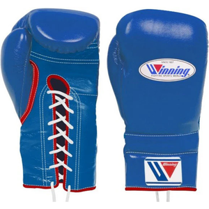 Winning <b>Lace</b> Up Boxing <b>Gloves</b> Sky Blue Red Premium Genuine Leather Pro Boxing Training Sparring <b>Gloves</b> Handmade 8oz 10oz 12oz - Product Image 1