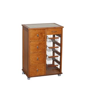 MASLEGNO Superior Solid Beech Wood Utility Cart Modern Design Compact Build Tile Top Lightweight 23kg <b>Plastic</b> <b>Wheels</b> Iron - Product Image 2