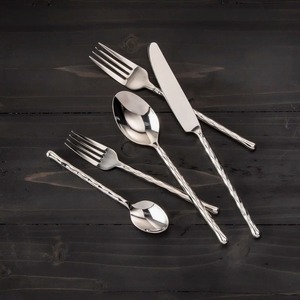 Ensemble de couverts à poignée mince en acier inoxydable fini argent couverts minimalistes pour salle à manger cuisine fête de mariage configuration de Table élégante - Product Image 5