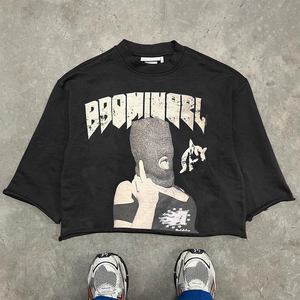 เสื้อยืดโอเวอร์ไซส์สไตล์วินเทจสำหรับผู้ชายเสื้อยืดลายกราฟิก300แกรมเฮฟวี่เวทบ็อกซี่เข้ารูปไหล่ตก - Product Image 1