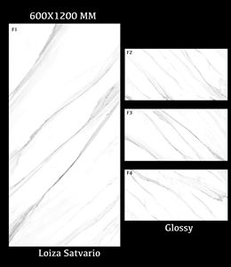 Azulejos de Porcelana Grandes de Grado Comercial, Color Blanco, 60x60 mm, Estilo Mármol Loiza Satvario, para Paredes y Pisos, Procedentes de la India - Product Image 2