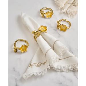 Anneau de serviette en forme de fleur finition or décoratif, parfait pour les repas en famille et les réceptions à domicile, fabriqué à la main en Inde - Product Image 3