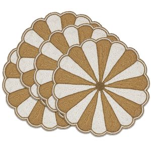 Premium hecho a mano con cuentas bordado frutas diseño 4 Set posavasos elegante para decoración de mesa de comedor lujo de moda de la India - Product Image 2