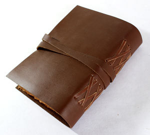 Hot Sale Custom Leather Strings Stitching On The Spine Vintage Looking Natural Edged <b>Blank</b> Unlined Leather <b>Journal</b> - Product Image 5