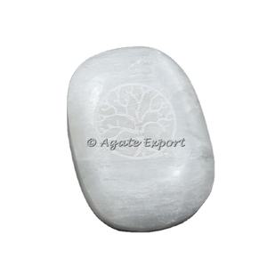 Piedras curativas Piedras de selenita en forma de árbol grabadas Cabujones Piedra semipreciosa grabada - Product Image 1