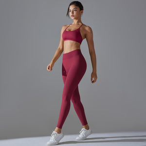OEM femmes Yoga sans couture ensemble sport Leggins Gym sans couture soutien-gorge Scrunch fesses Leggin ensemble logo personnalisé pantalon haute qualité costume - Product Image 3