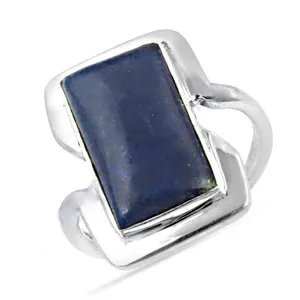 Bague en argent 925 plaqué or rose et 18 carats avec lapis-lazuli pour femmes, bijoux en pierres précieuses naturelles avec sertissage - Product Image 1