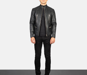 Band Collar Multi Zippers Fit Leather Jacket <b>Men</b> Zipper Sleeves with Both Side <b>Belt</b> Design 2023 Motorcycle Jackets - Product Image 5