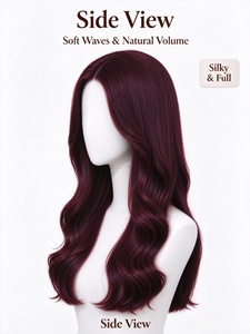 Perruque en cheveux humains ondulés brun-roux, ondulations naturelles douces, perruque sans colle avec dentelle frontale pour femmes - Product Image 4