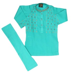 Shalwar Kameez Bordado para Niños - Verde Mar - Product Image 4