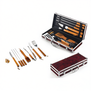 Juego de 12 Utensilios para Barbacoa de Acero Inoxidable y Madera 40cm-01241 - Product Image 2