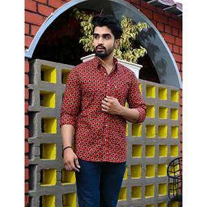 Chemise décontractée 100 % coton imprimée pour homme, manches longues, motifs floraux et pois, tissu popeline Oxford respirant, taille XL, offre ODM - Product Image 4