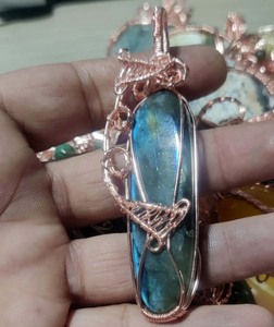 Colgante de piedra en forma de pera aragonita de último diseñador, joyería de moda, conjunto de bisel de plata esterlina, joyería colgante en fiesta - Product Image 3