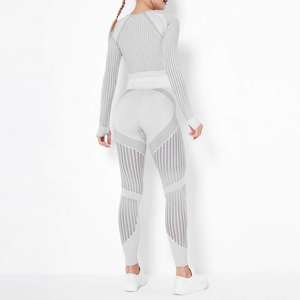 Haute qualité femmes séchage rapide coupe-vent Fitness sport soutien-gorge Leggings ensemble respirant deux pièces Yoga tenue cordon de serrage - Product Image 5