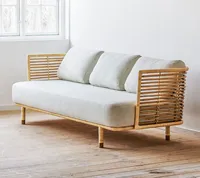 Banc en rotin incurvé bohème fabriqué à la main chaise de loisirs Durable ensemble de coussin en peluche élégant rustique pour salon Patio extérieur
