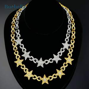 Venta caliente 14K oro blanco plateado 925 plata esterlina 10mm Iced Out Stars Infinity Link Chain para hombres - Product Image 6