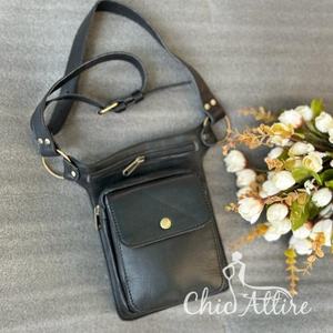 Nouveau sac de taille en cuir véritable de concepteur ceintures de poche en cuir ceinture de voyage à la main unisexe élégant Collection ceintures de poche de hanche - Product Image 1