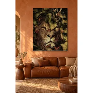 Impresión en lienzo de Fida con león coronado y mariposas monarquas - Product Image 2