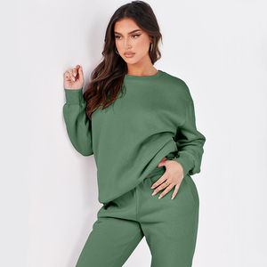 Survêtement à capuche en molleton doux à col ras du cou à manches longues pour femmes, pantalon de jogging, vêtements de détente d'hiver avec devant écologique - Product Image 5