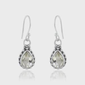 Boucles d'oreilles élégantes en argent sterling 925 plaqué or avec pierre précieuse améthyste verte, faites à la main, design bohème, cadeau élégant pour femmes, idéal pour les fêtes - Product Image 2
