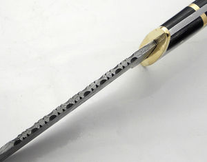 Cuchillos de caza de acero D2 hechos a mano personalizados con mango de hueso Cuchillo Bowie de alto pulido con Funda de cuero. - Product Image 3