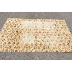 Vintage Turkish Large Area Rug Classic Style 48 X 78ft <b>Yellow</b> & Beige Tones for Teen's Room Bedroom Rectangular Hallway Pattern - Product Image 3
