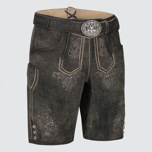 Pantalones cortos bávaros de cuero de ante de vaca hechos a medida con cinturón a la venta ahora cintura elástica cómoda - Product Image 5