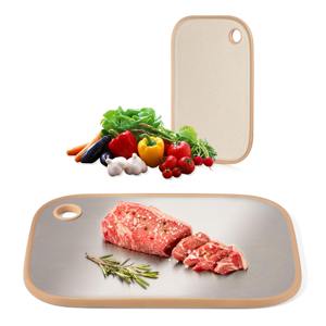 Tabla de Cortar de Acero Inoxidable de Primera Calidad con Borde de Silicona Suave, Perfecta para Uso Higiénico en la Cocina y Clases de Cocina - Product Image 2