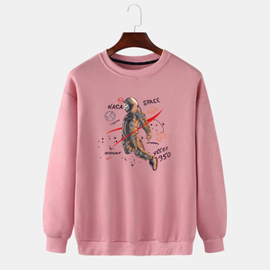 Suéter de manga larga con logotipo de sudadera de punto de algodón 100% de Material térmico inverso de cuello redondo impreso personalizado - Product Image 1
