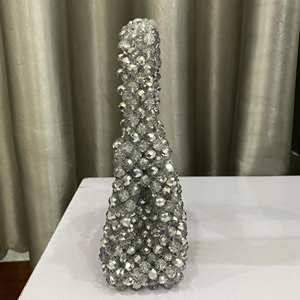 กระเป๋าลูกปัดชายหาดทำด้วยมือสำหรับผู้หญิงกระเป๋าแฟชั่นแวววาวประดับคริสตัลสีเงินมีสไตล์ทำจากผ้าฝ้าย - Product Image 6